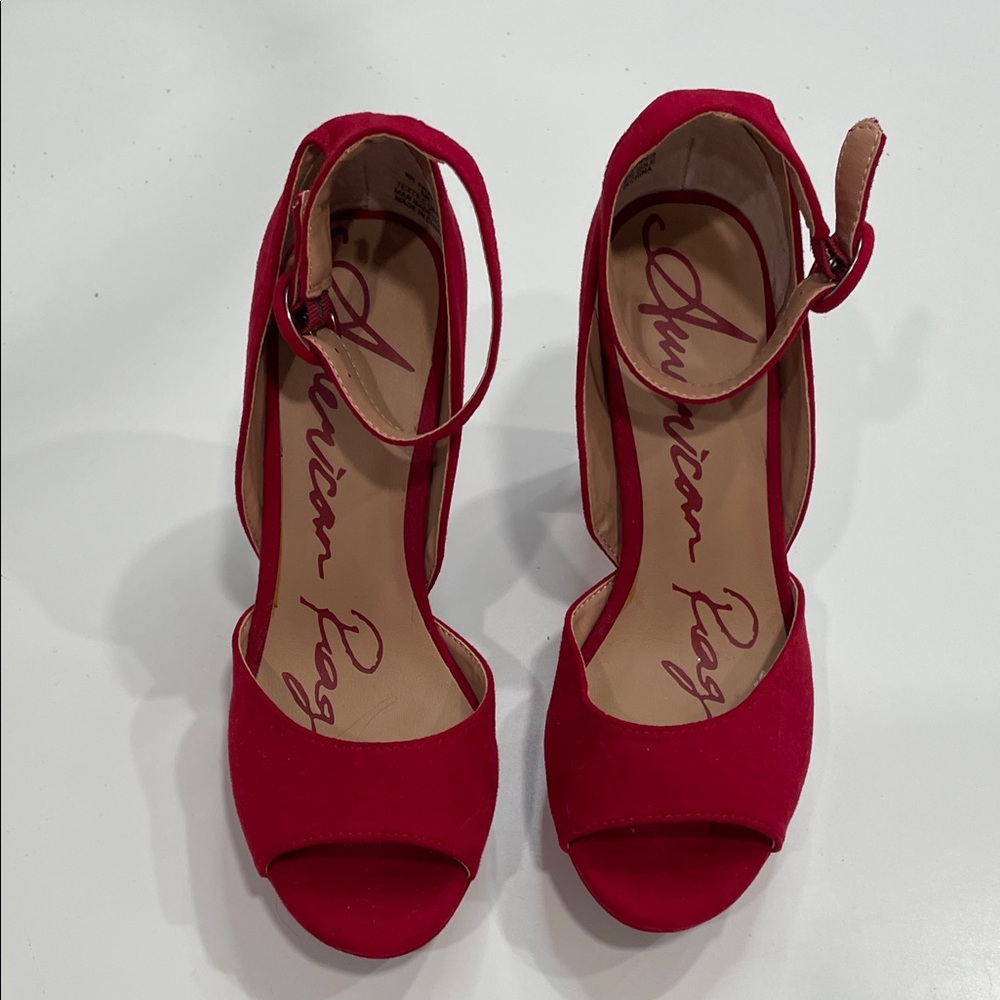 American Rag Women's Red Peep Toe Heels Size 5